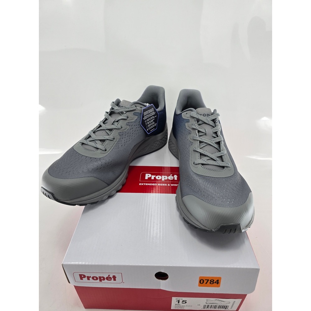Propet One Evolve Mens 15 Grey Navy Athletic Sneakers MAA352M - New